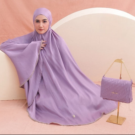 Amora Soft Shimmer Woman prayer Clothes set Jilbab + Skirt - Lilac