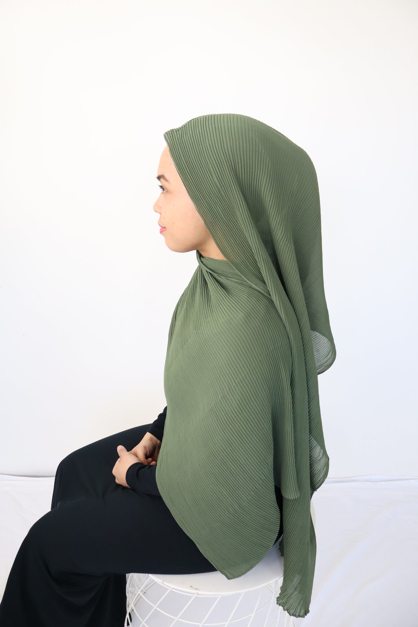 Pleated Hijab - 6 Greenish colours