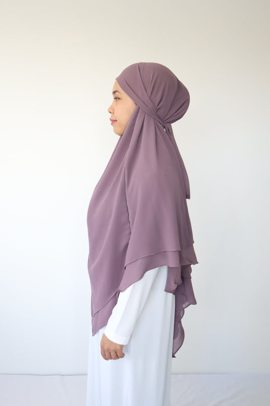 French Khimar Chiffon Tsurayya - Mauve