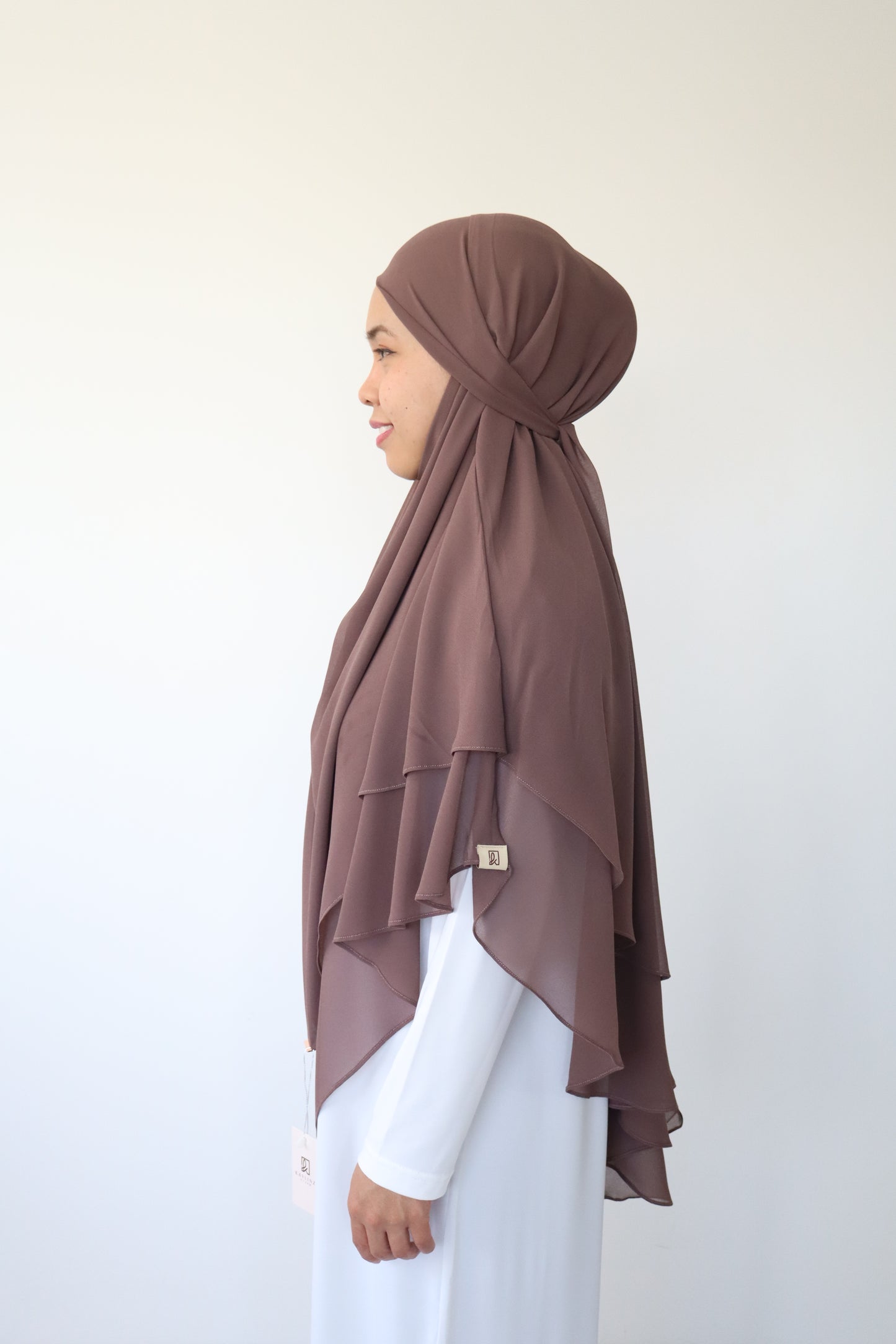 Kaylin Chiffon Khimar M - Deep Taupe