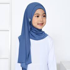 Kids Jersey Instant Hijab with buttons