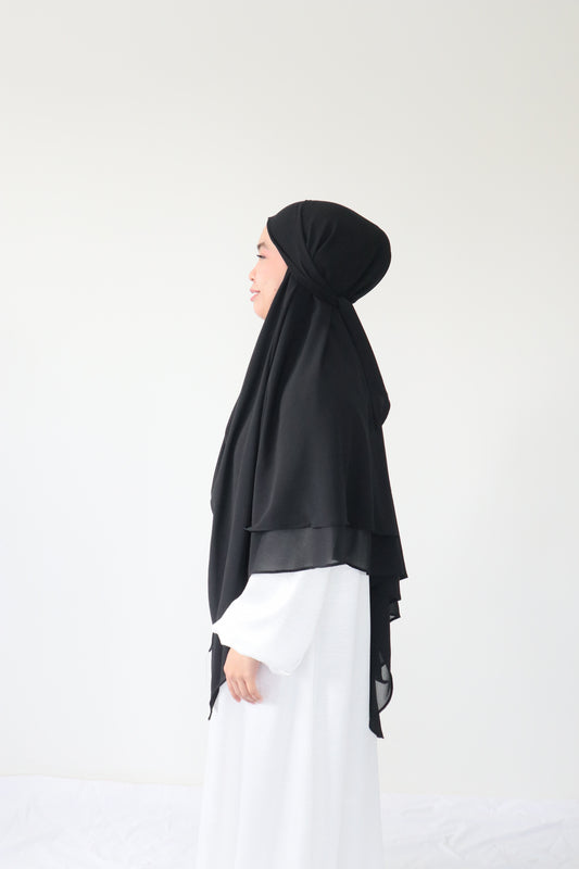 French Khimar Chiffon Tsurayya - Black