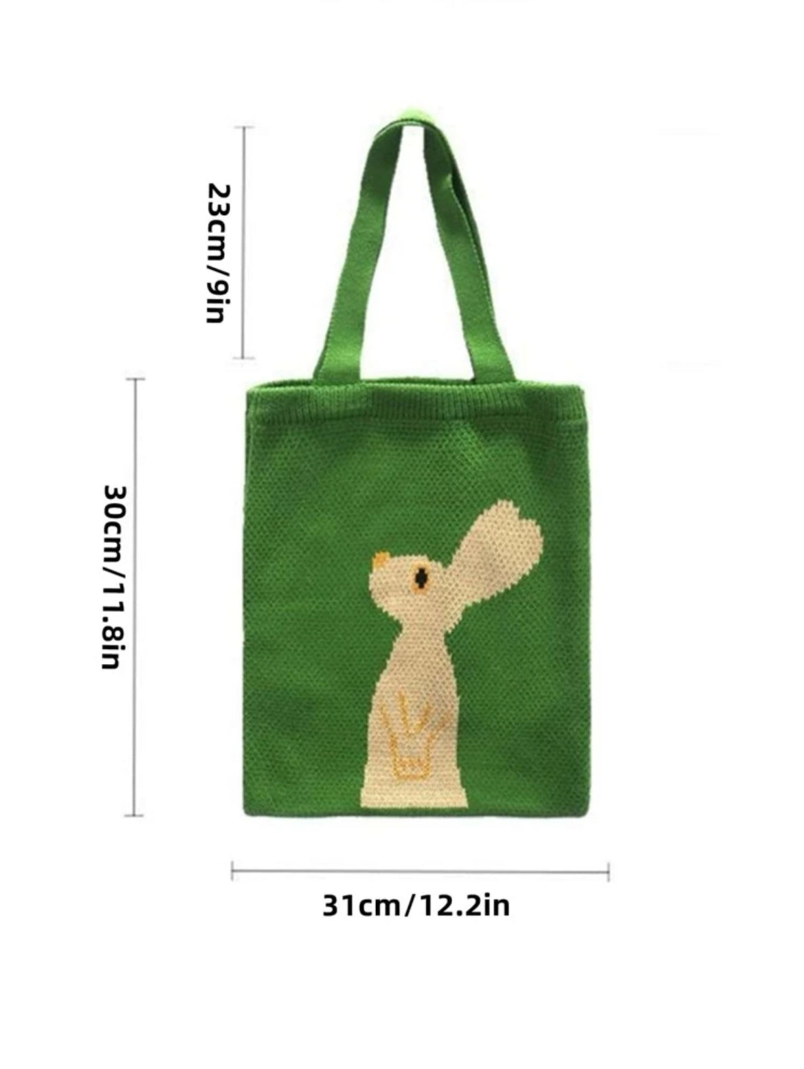 Crochet Green Rabbit tote bag