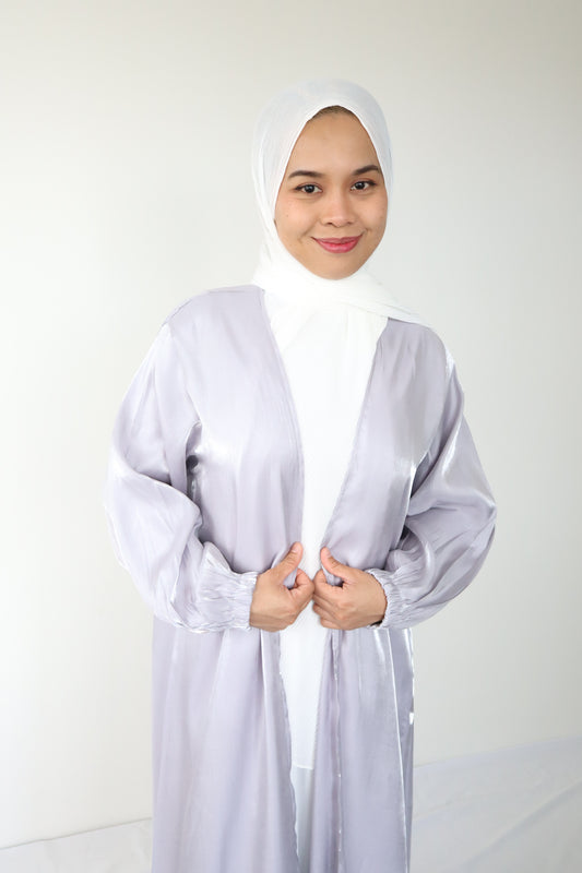 Petite - Shimmer Abaya set - Silver