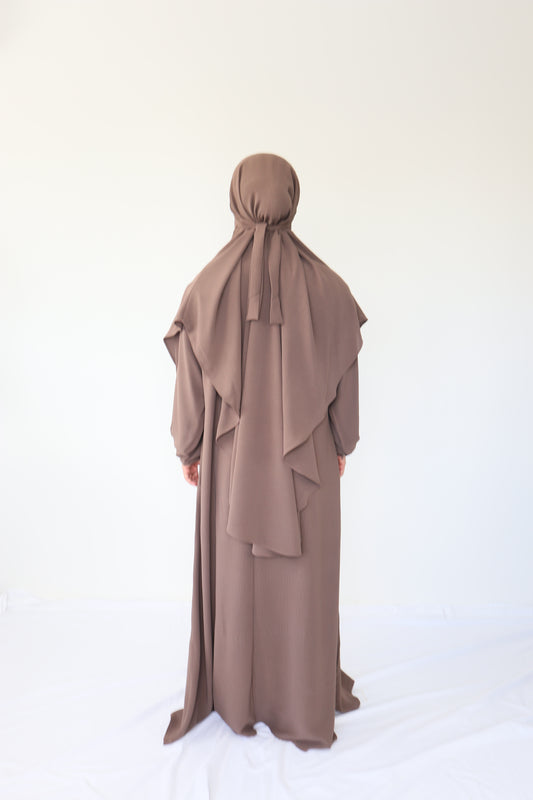V Khimar Dress set - Coffee