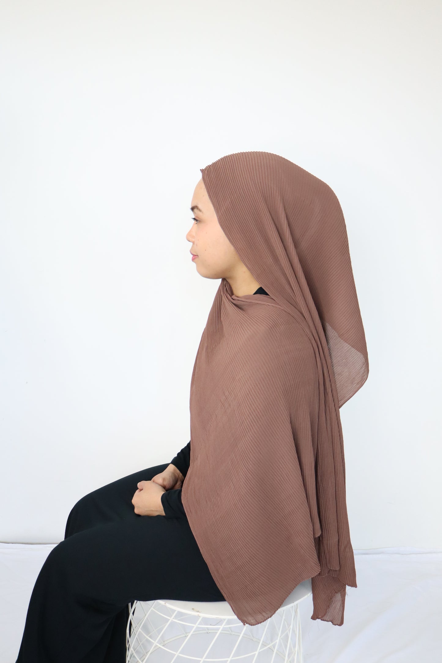 Chiffon Pleated Hijab / Scarf - Brownish color collections