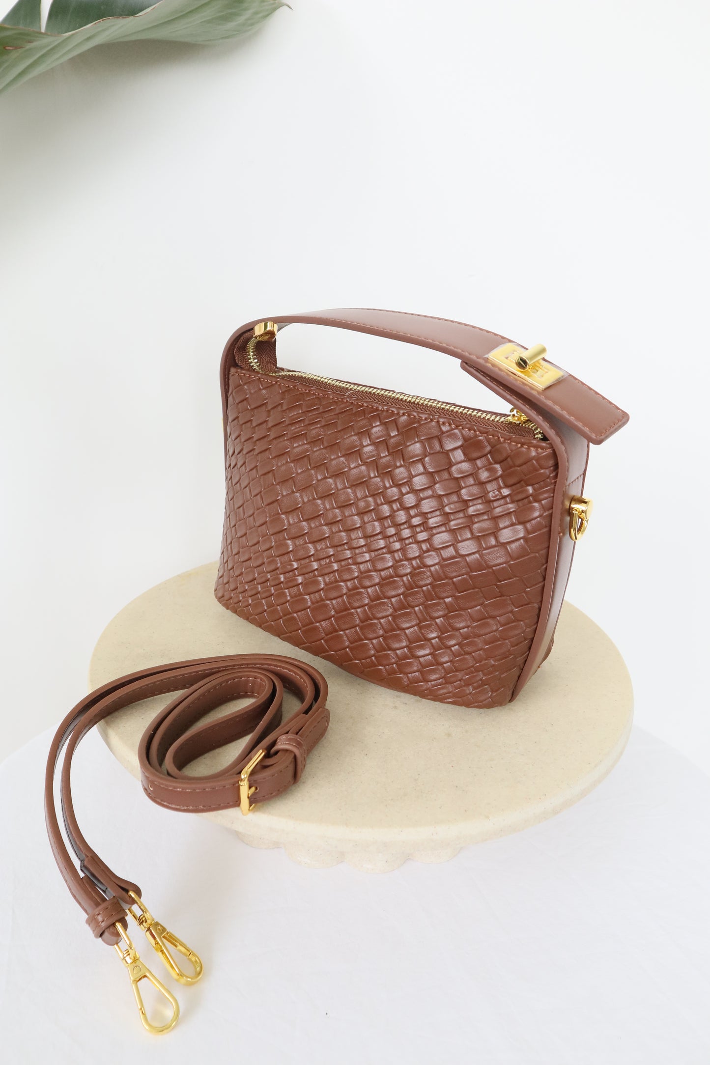 Jasmin Retro handbang - Vegan Leather - Brown