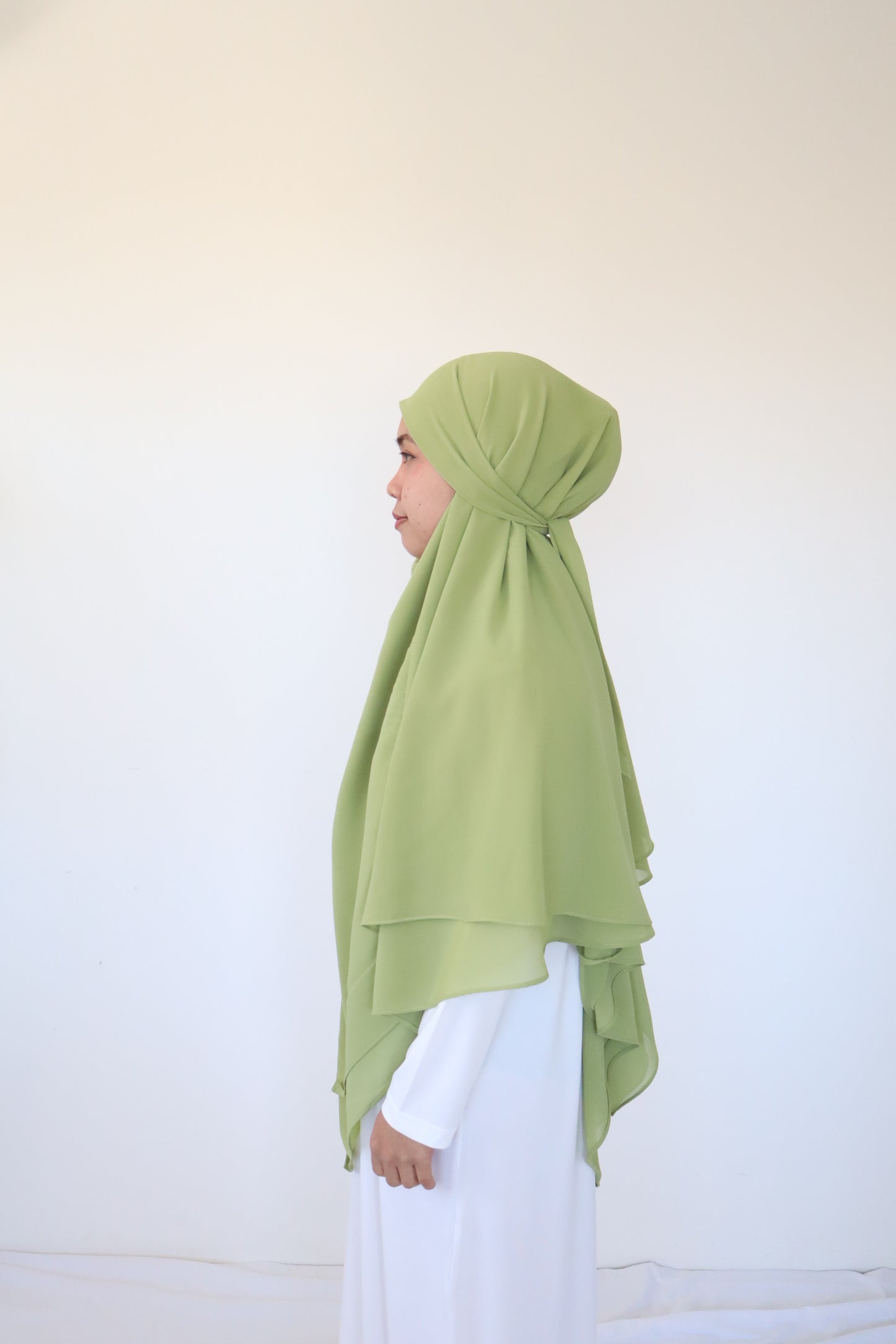 French Khimar Chiffon Tsurayya - Green apple