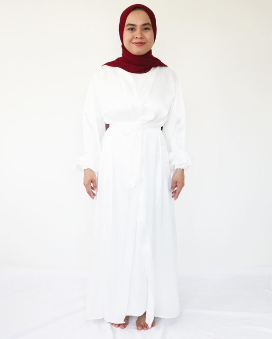 Zalina Abaya + slip dress - White