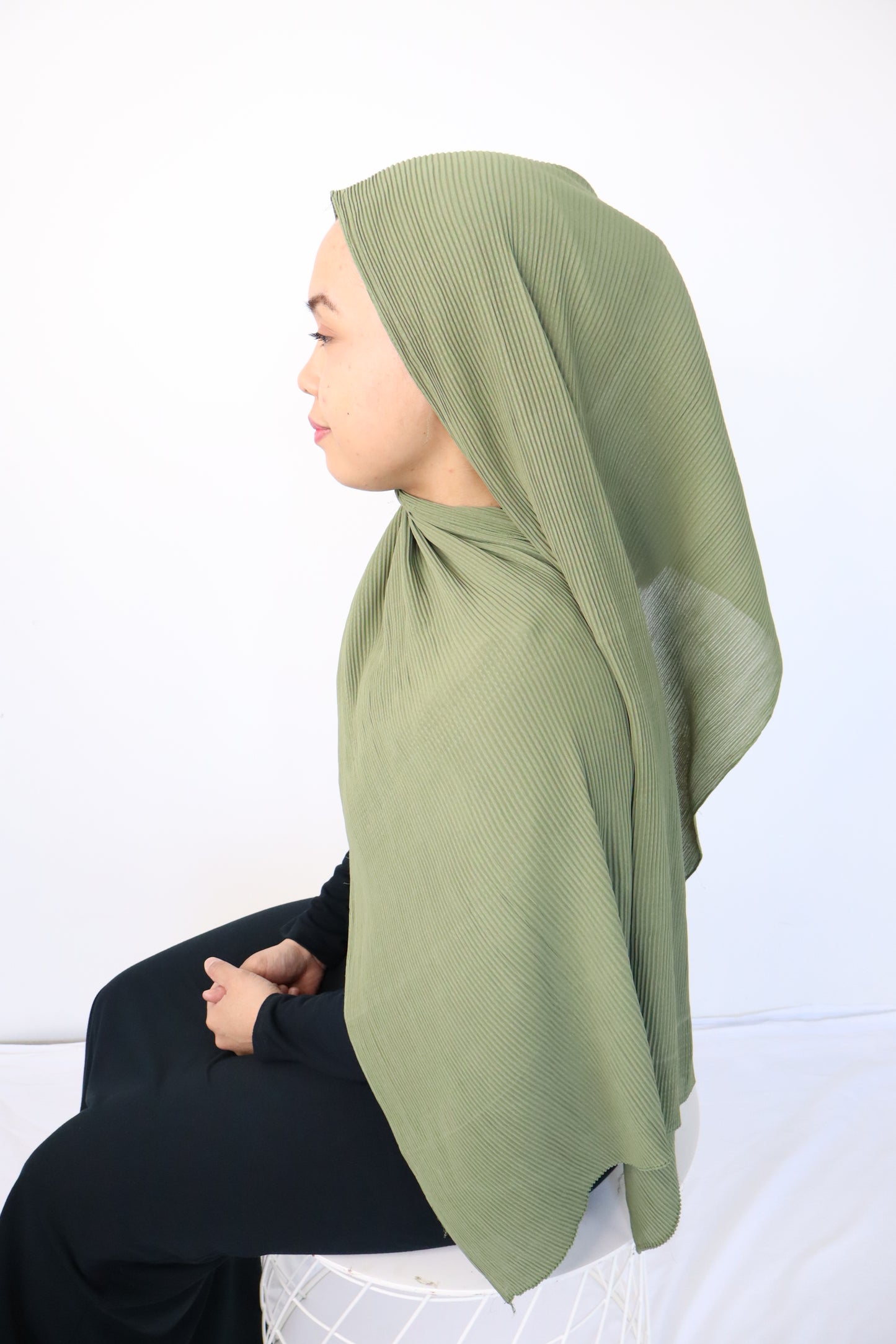 Pleated Hijab - 6 Greenish colours