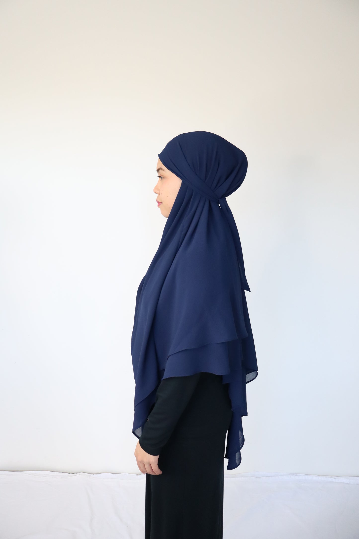 French Khimar Chiffon Tsurayya -  Navy