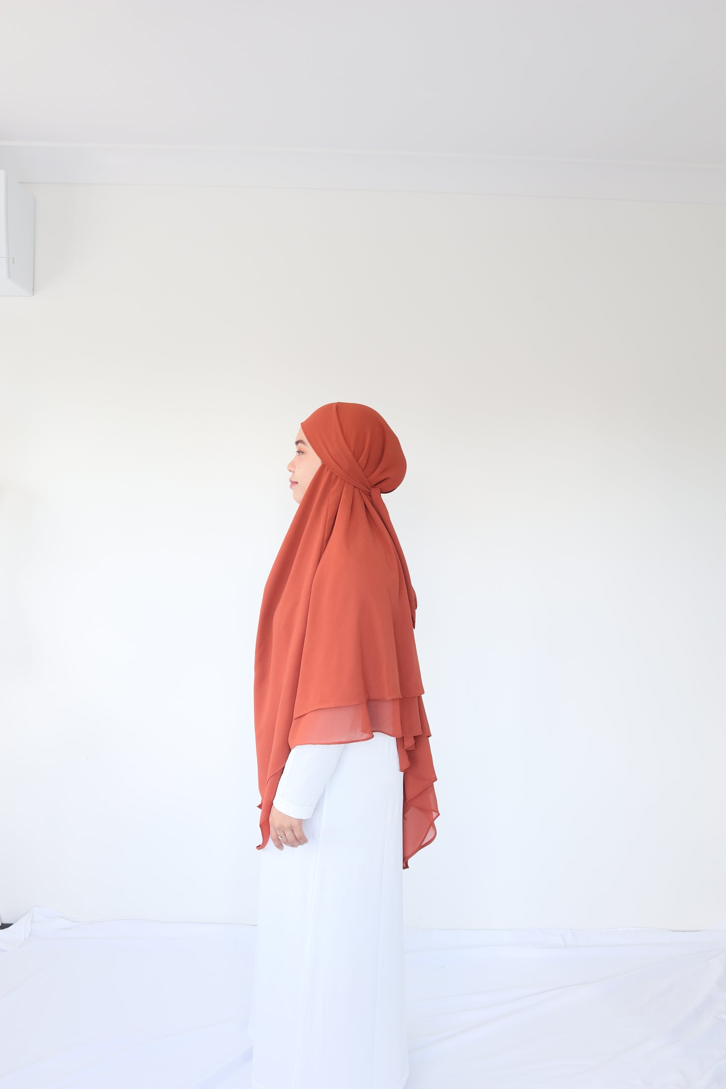 French Khimar Chiffon Tsurayya - Brick