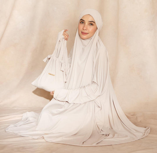 Hameeda Jersey Prayer clothes for Hajj & Umrah - White