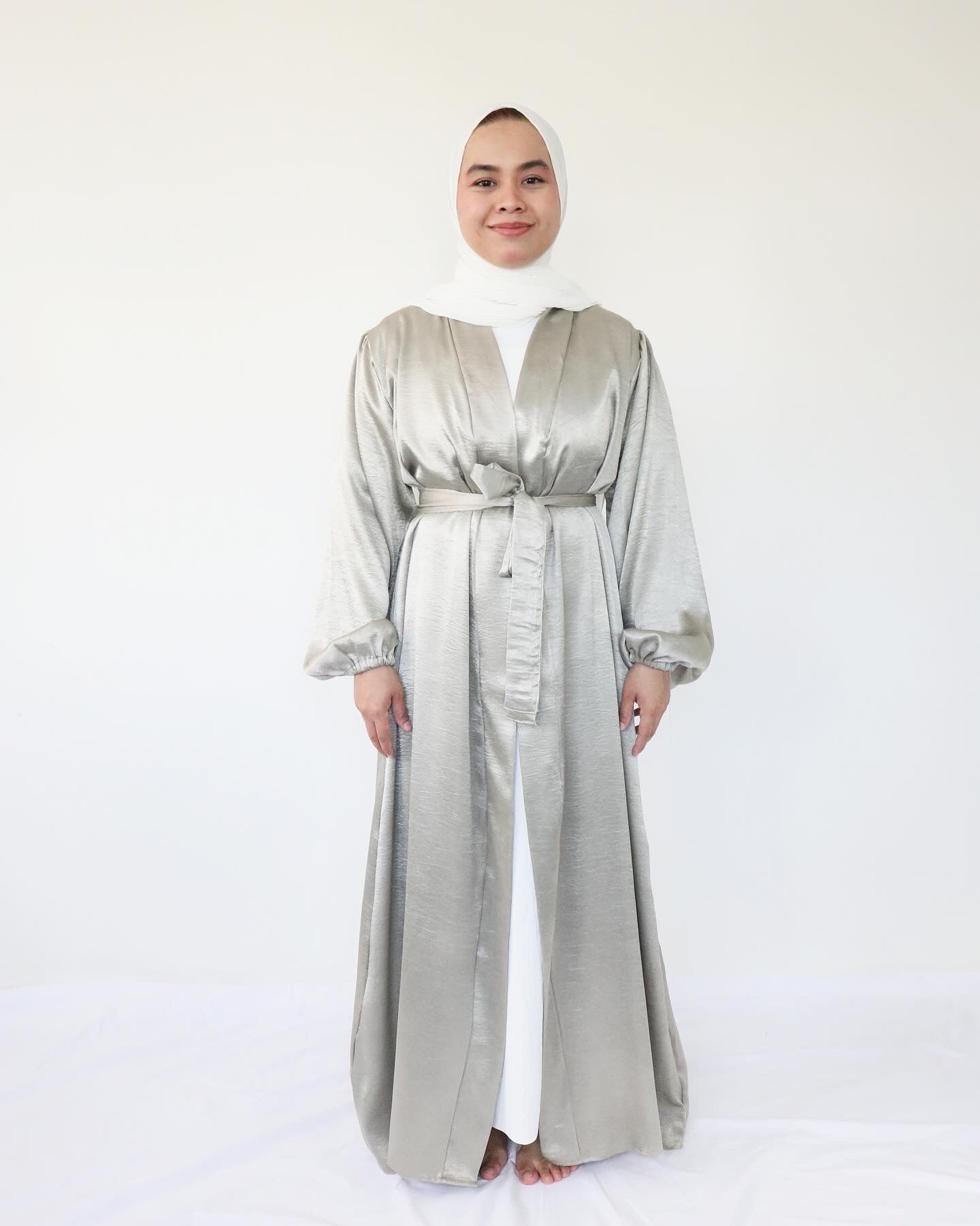 Zalina Abaya + slip dress - Sage