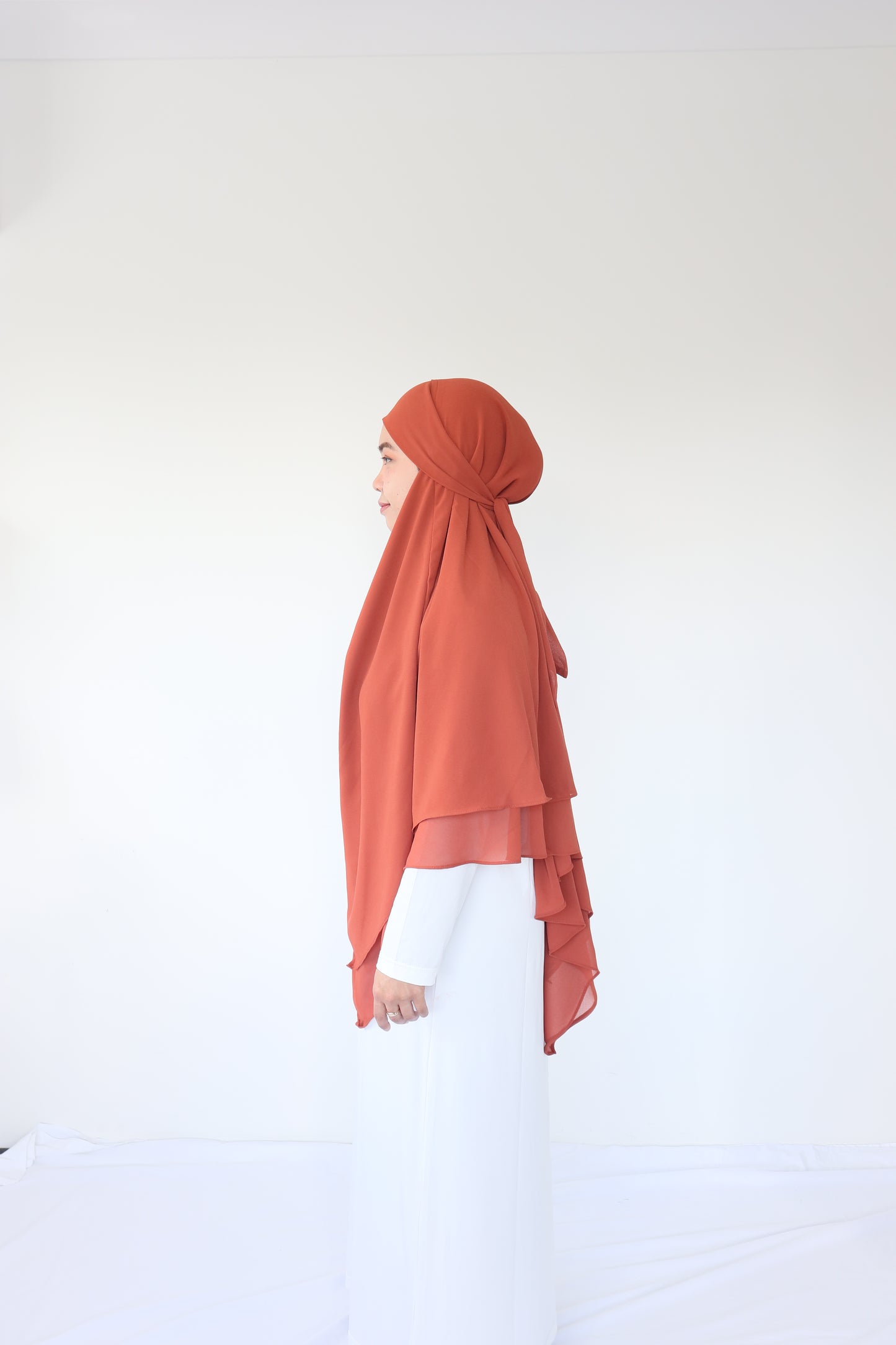 French Khimar Chiffon Tsurayya - Brick