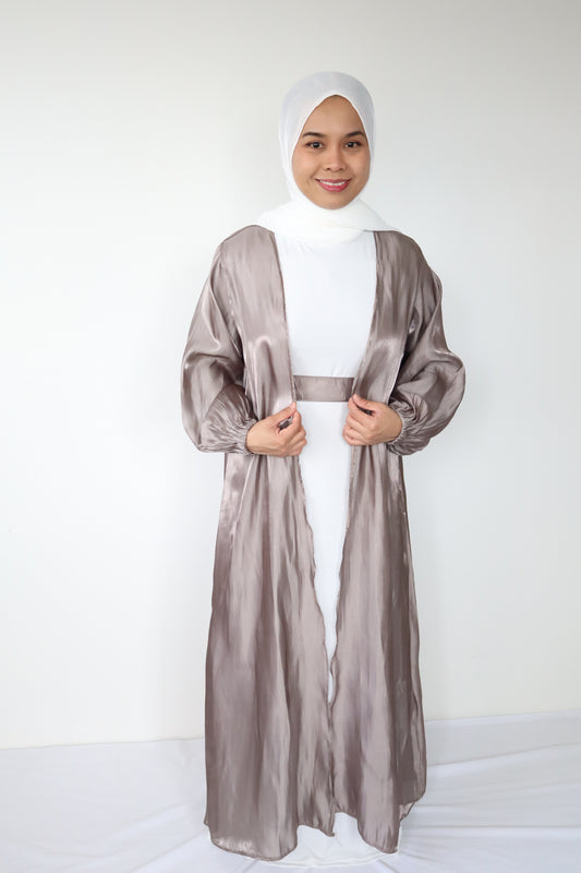 Petite - Shimmer Abaya set - Smoke