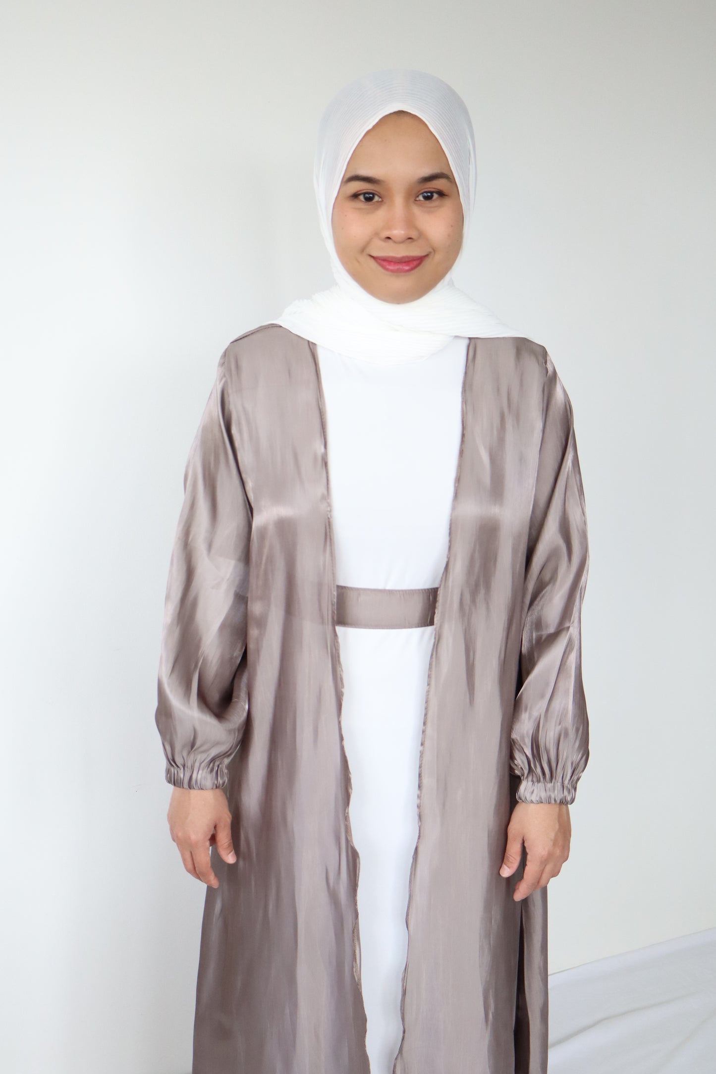 Petite - Shimmer Abaya set - Smoke