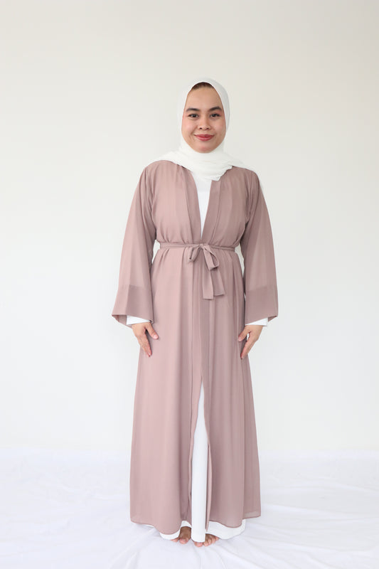 Zara Chiffon Abaya + slip dress - Brunette