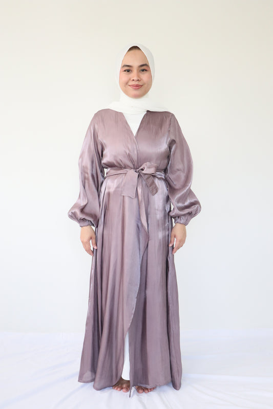 Shimmer silk Abaya + slip dress - Deauvalle