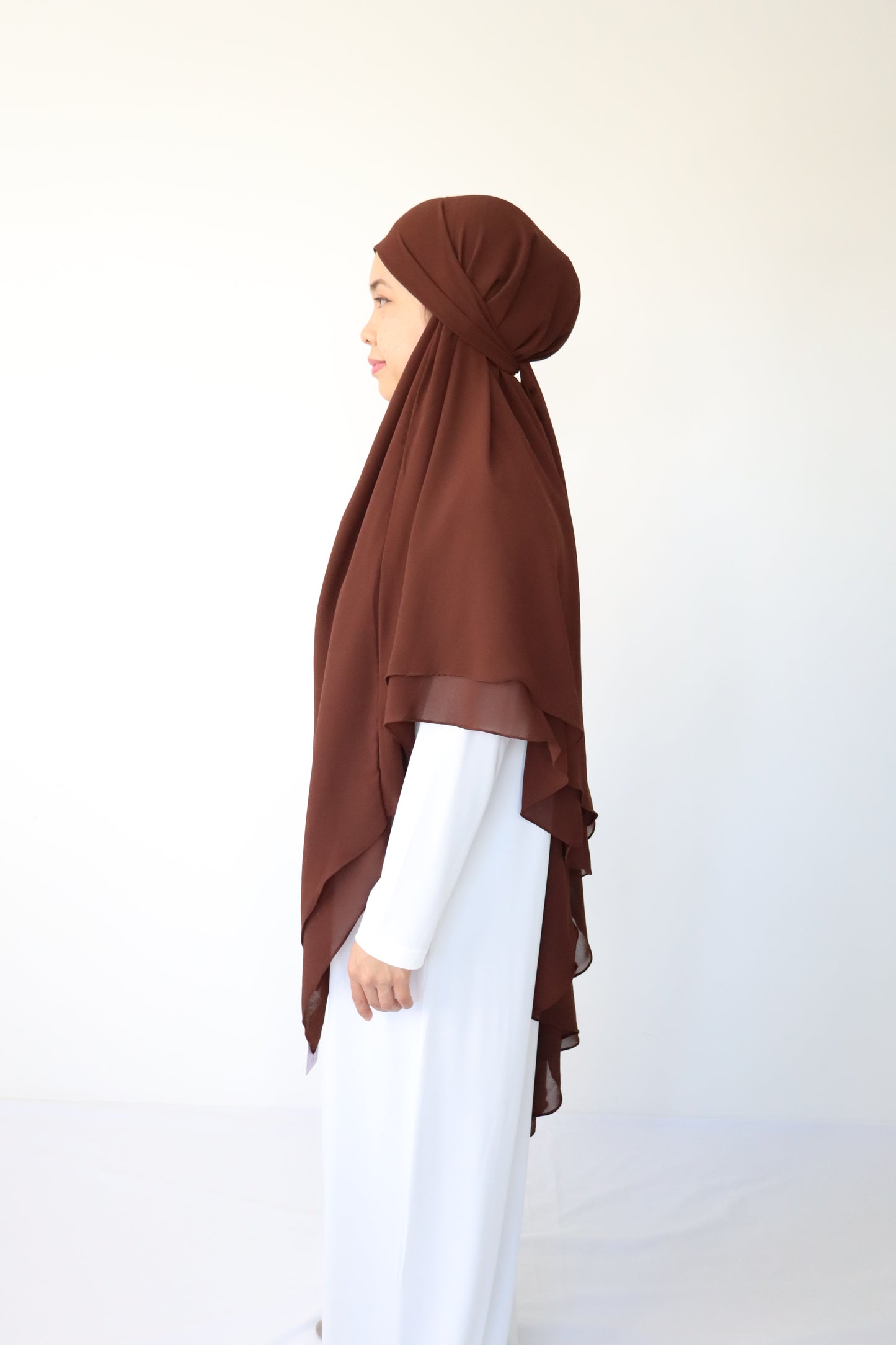 Zaima Chiffon Khimar L - Coffee