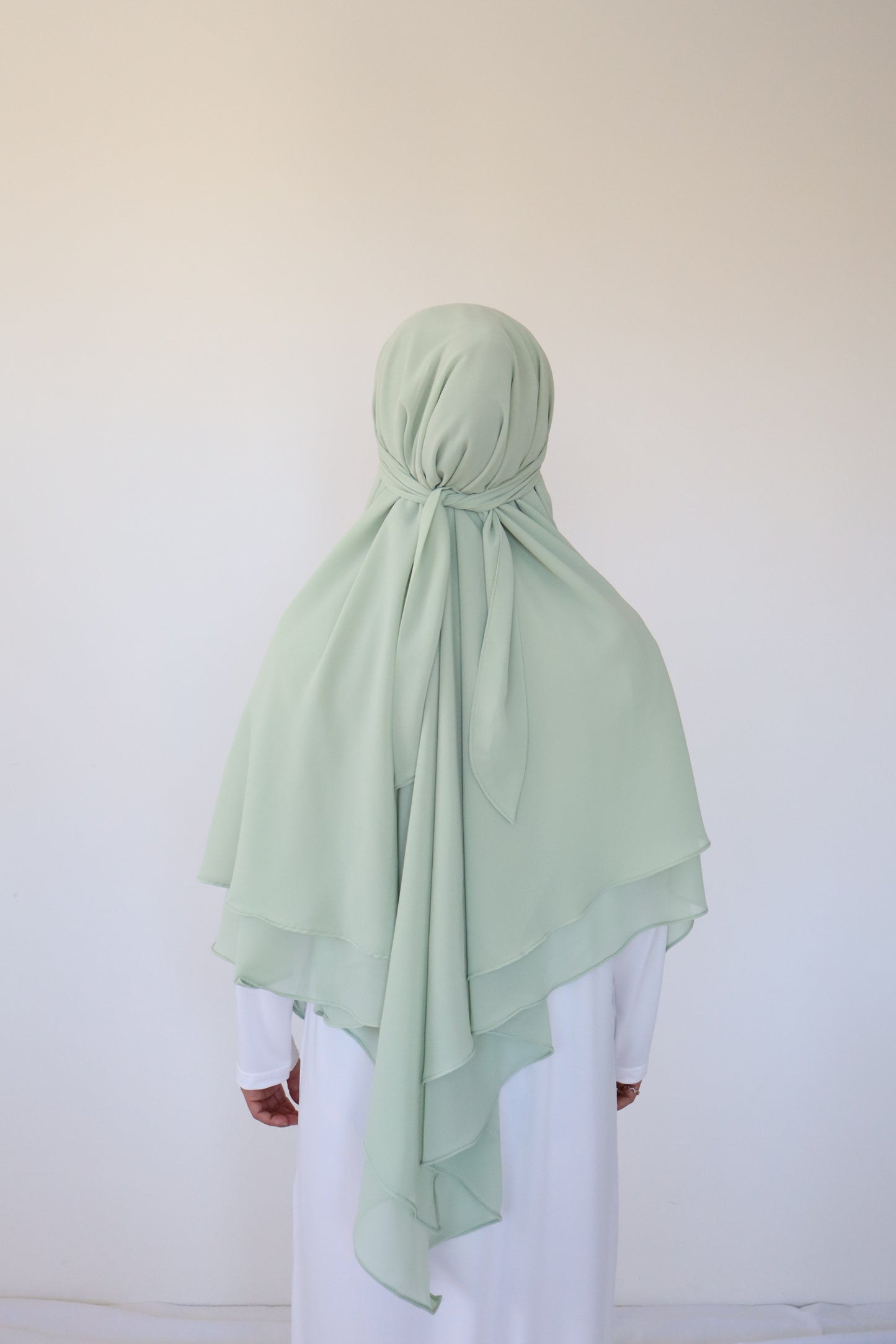 French Khimar Chiffon Tsurayya - Soft Sage