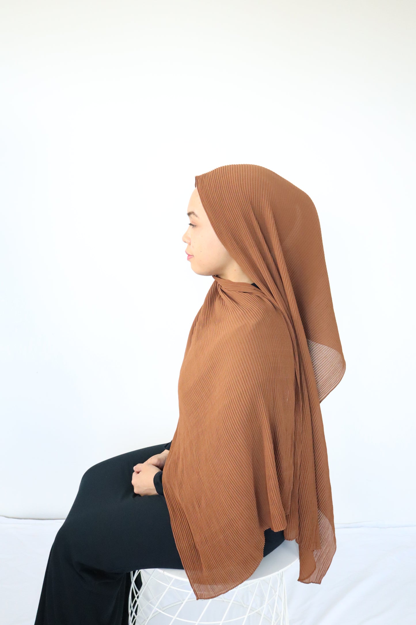 Chiffon Pleated Hijab / Scarf - Brownish color collections