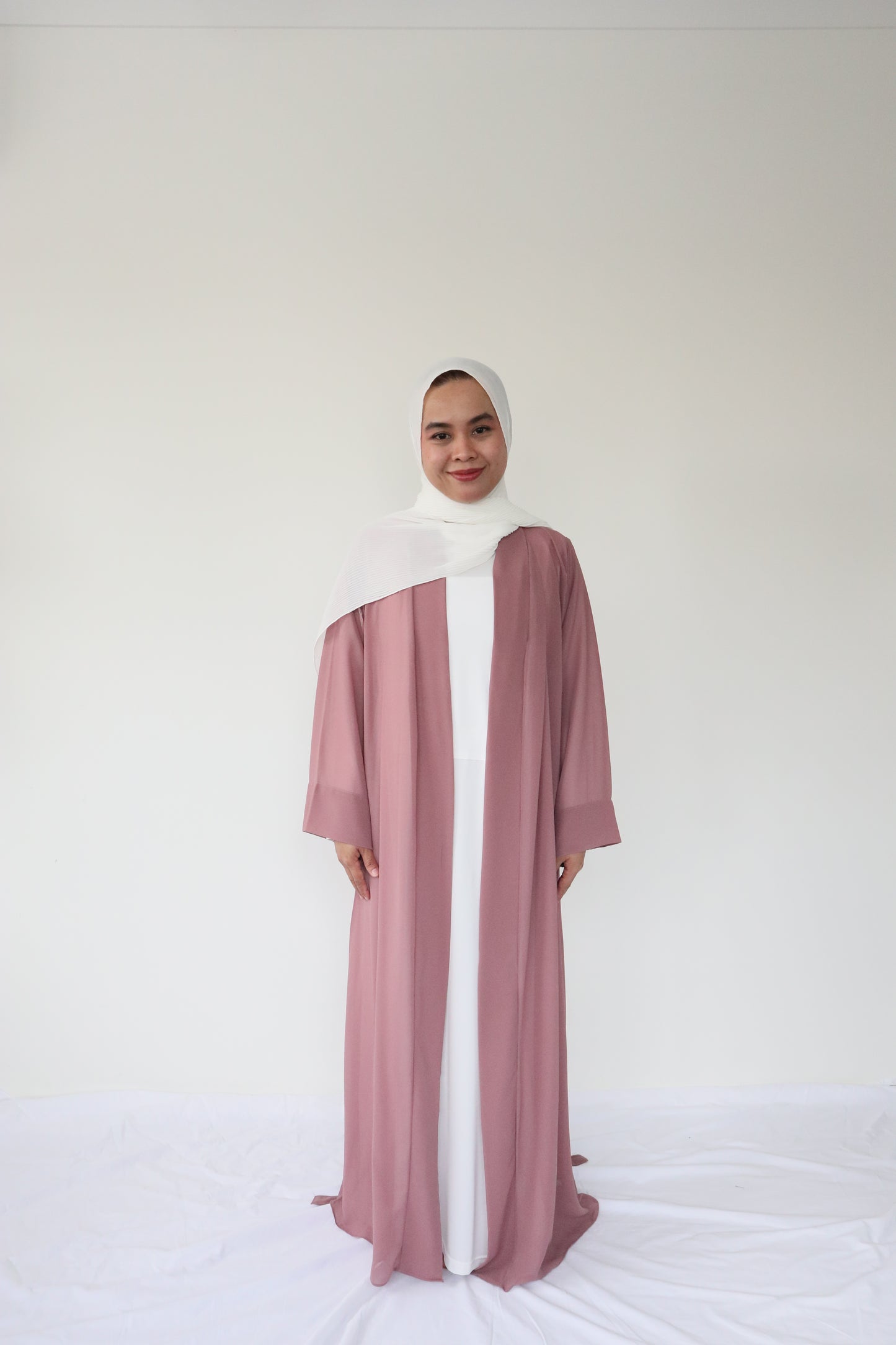 Zara Chiffon Abaya + slip dress - Rose brown