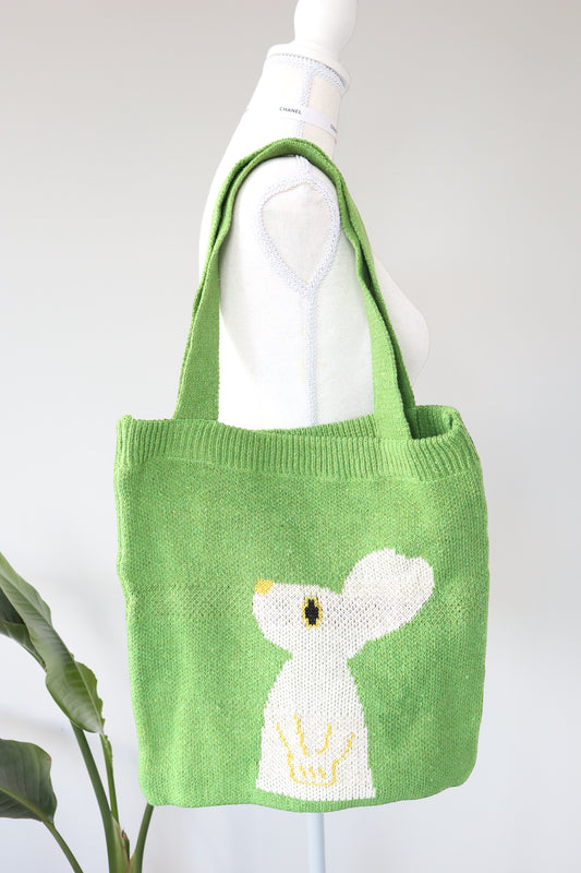 Crochet Green Rabbit tote bag