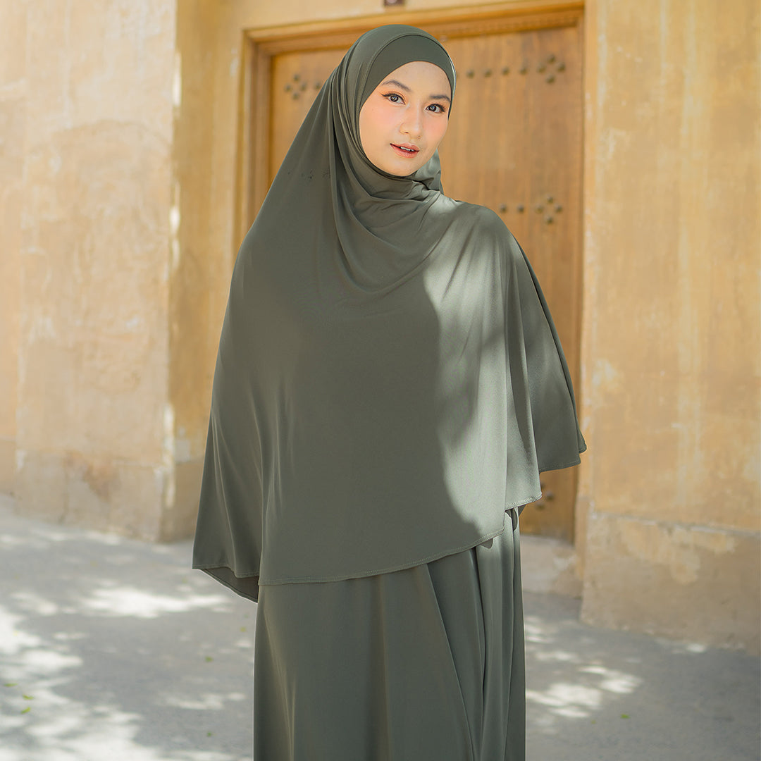 Hafisa Abaya Set Jersey - Smoke Grey