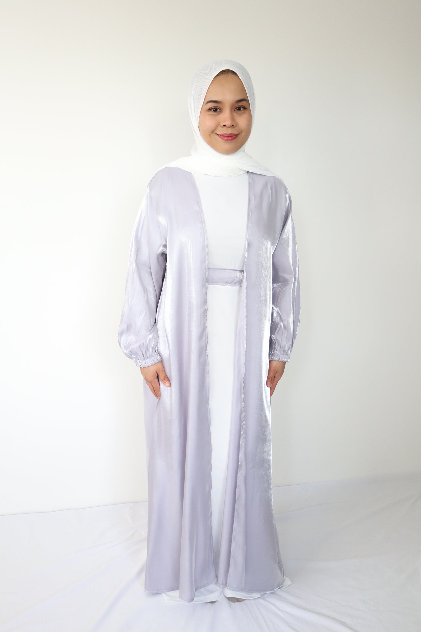 Petite - Shimmer Abaya set - Silver