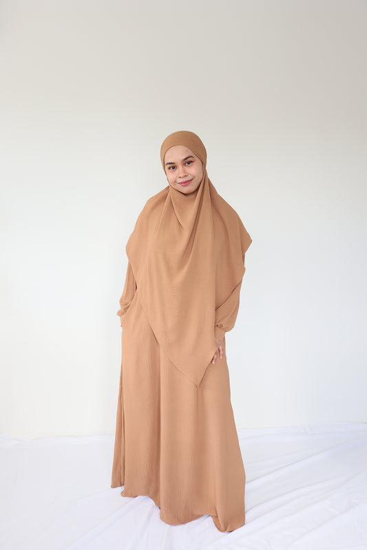 V Khimar Dress set - Mocca