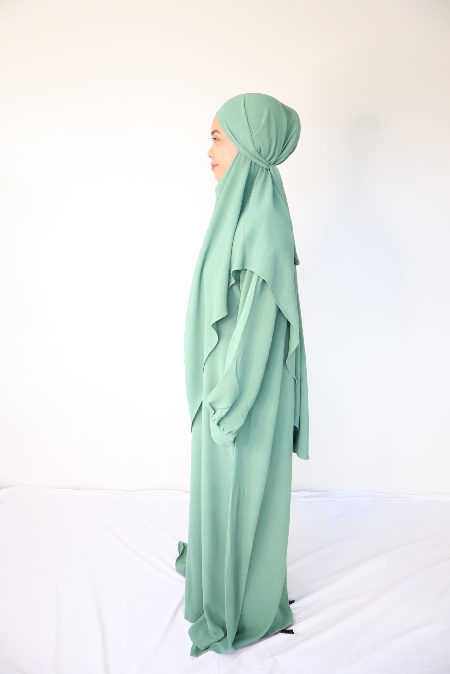 V Khimar Dress set - Turquoise