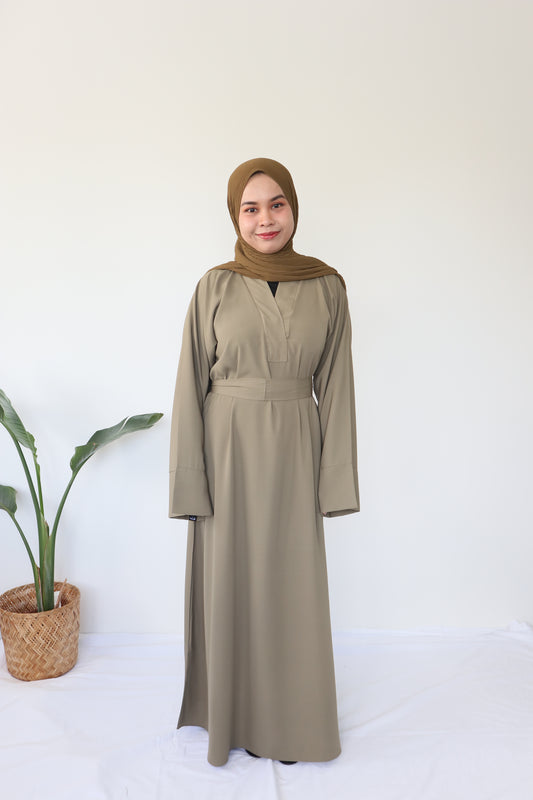 Aisha Basic Abaya - Green Fossil