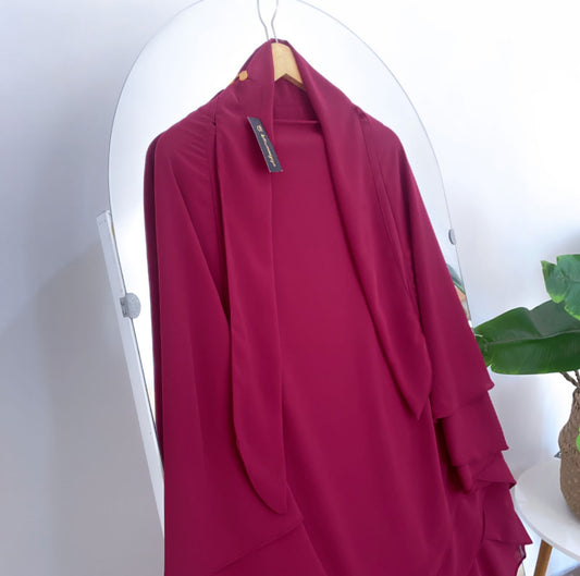 French Khimar Chiffon Tsurayya - Maroon