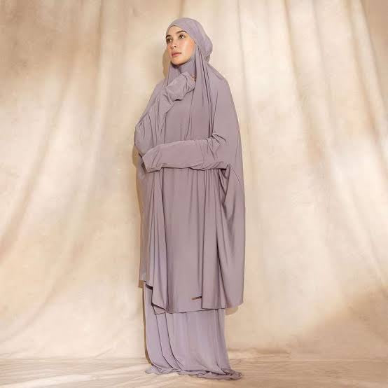 Hameeda Jersey Prayer clothes for Hajj & Umrah - Grey Cream