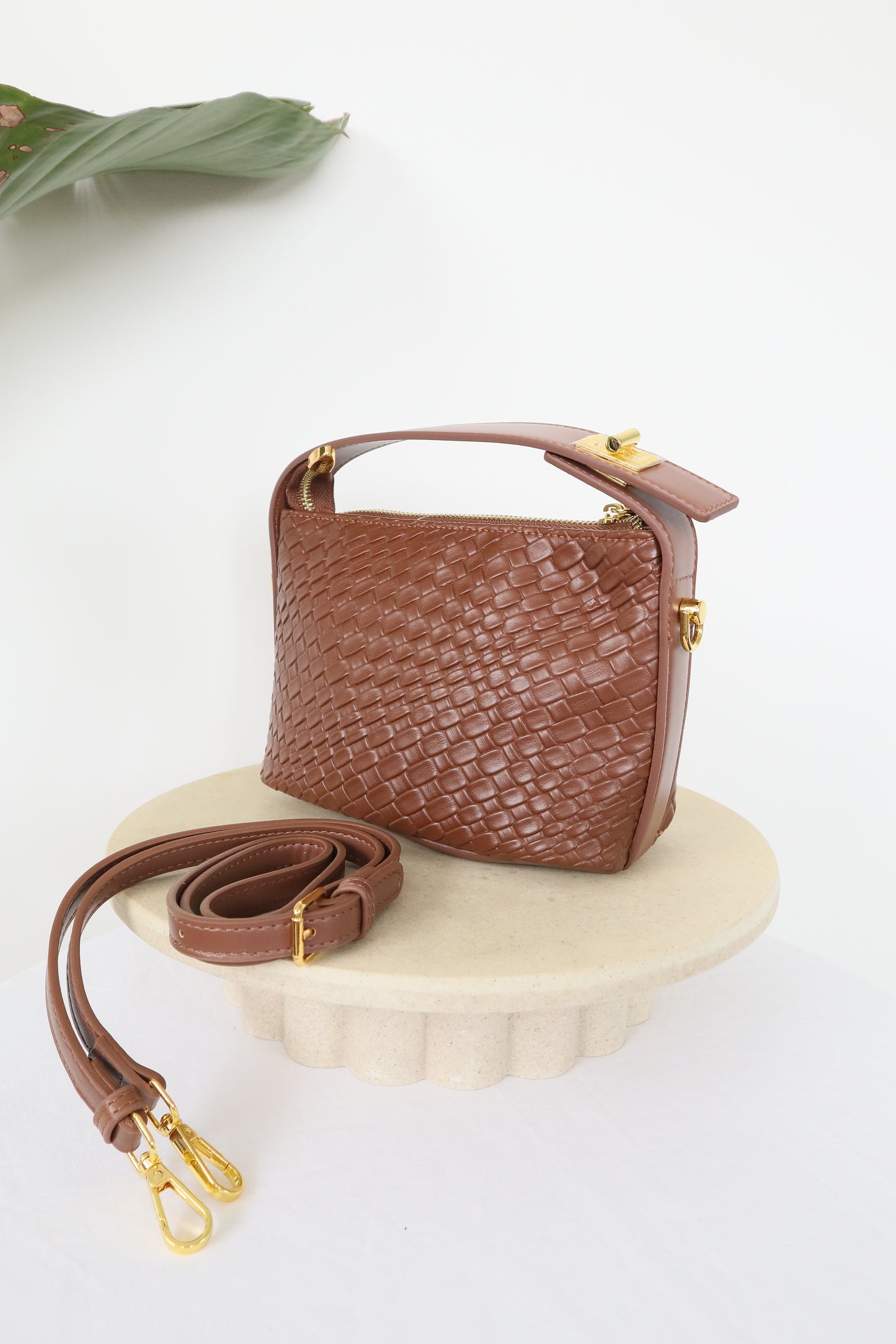 Jasmin Retro handbang - Vegan Leather - Brown