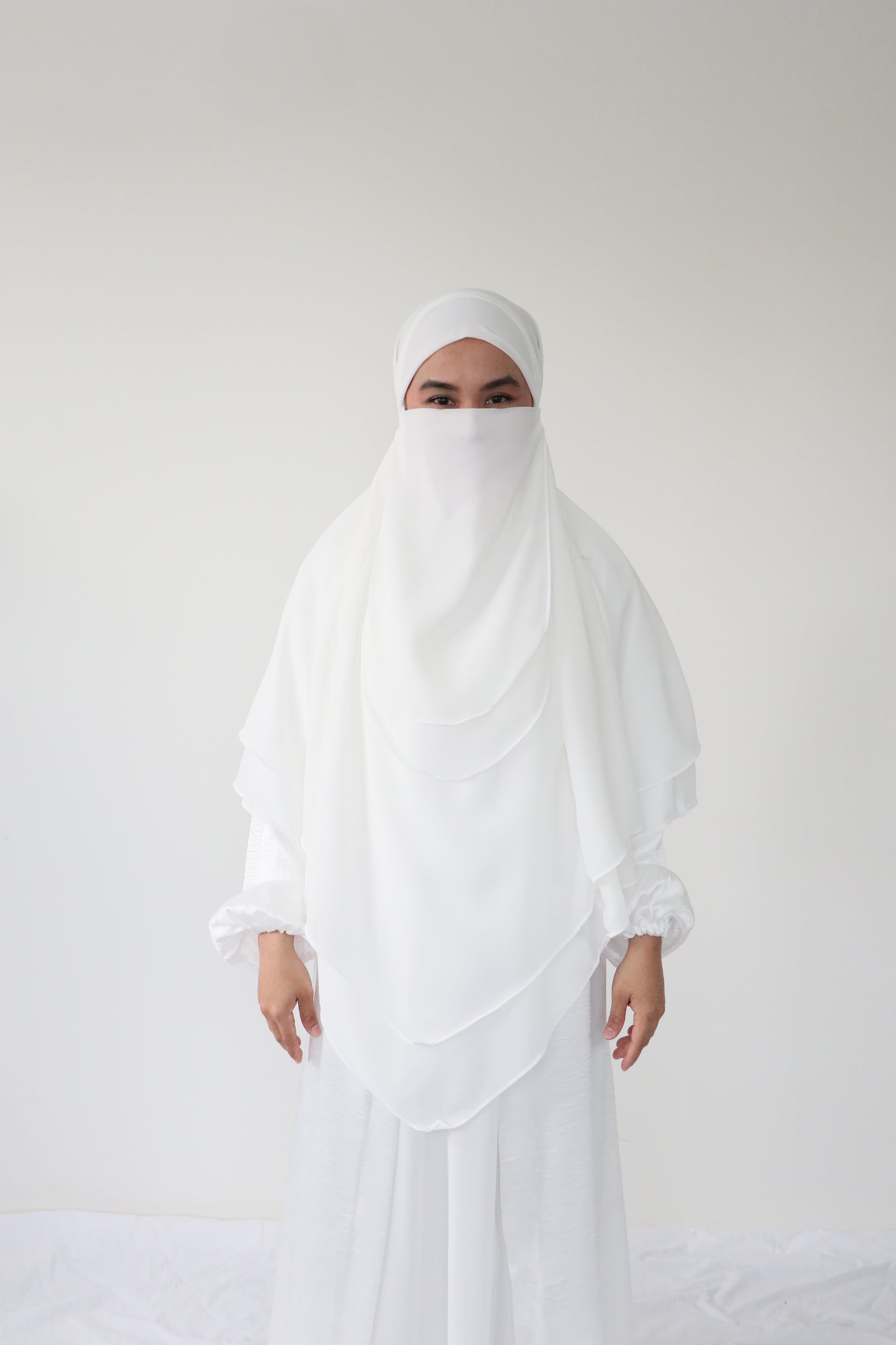 French Khimar Chiffon Tsurayya - Brokenwhite