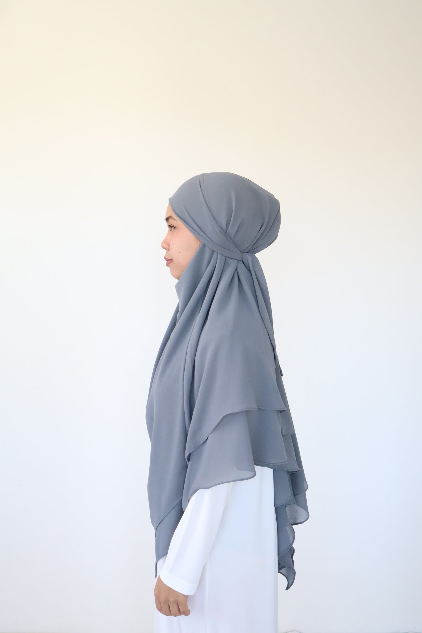 French Khimar Chiffon Tsurayya -  Dark Grey