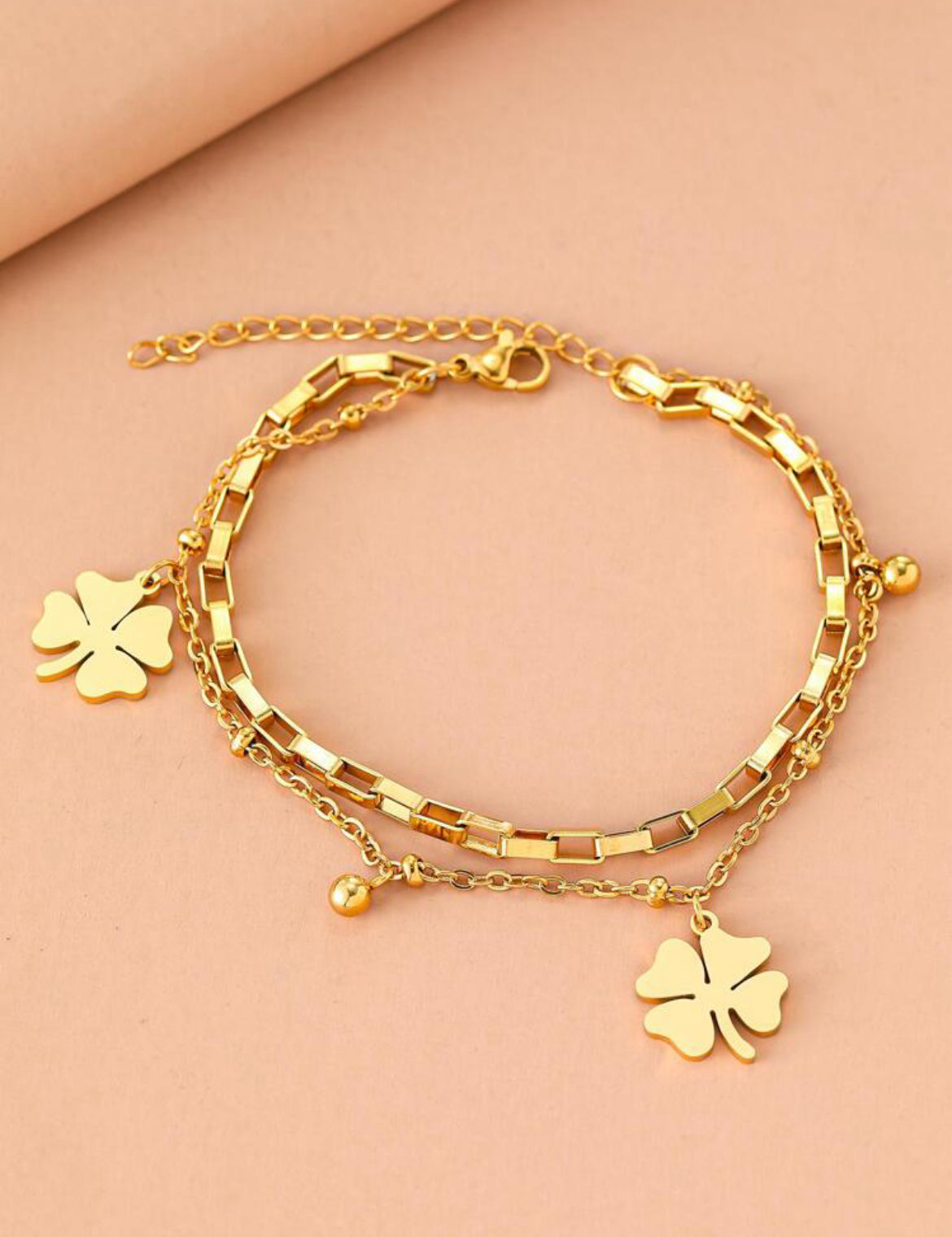 Clover Leaves Double Layers Bracelet