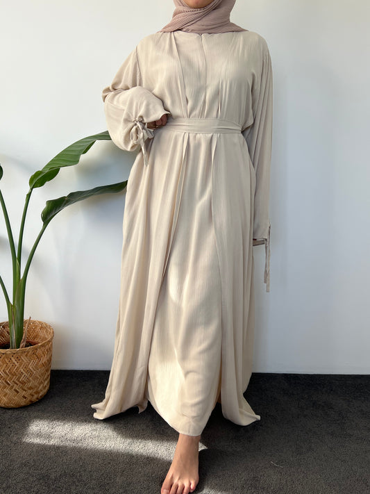 Samira Abaya - Ivory ( Sleveeless inner + outer + pocket )