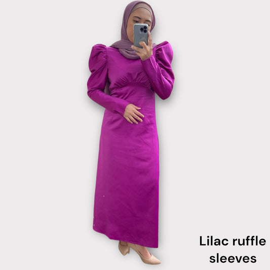 Lilac Ruffle Sleeves Dress